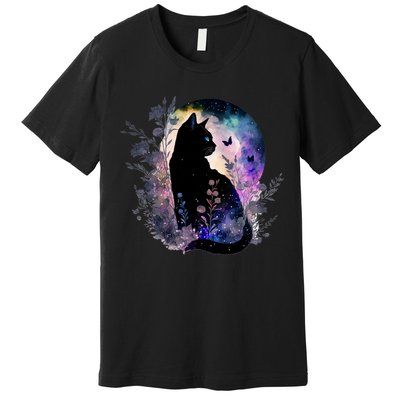 Space Cat Galaxy Cat Funny For Cat Dad Cat Mom Cat Lover Cat Alien Ufo Premium T-Shirt