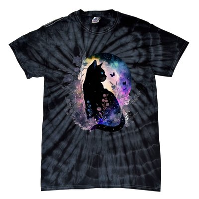 Space Cat Galaxy Cat Funny For Cat Dad Cat Mom Cat Lover Cat Alien Ufo Tie-Dye T-Shirt