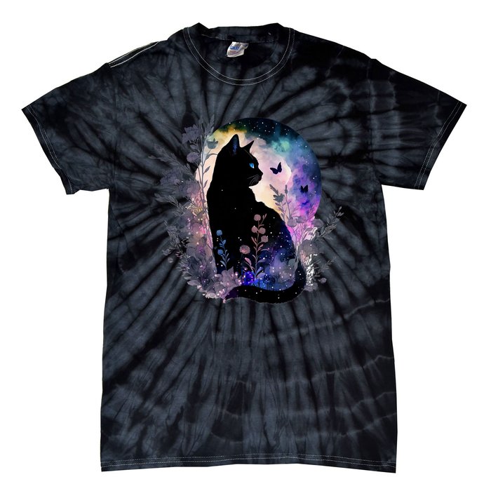 Space Cat Galaxy Cat Funny For Cat Dad Cat Mom Cat Lover Cat Alien Ufo Tie-Dye T-Shirt