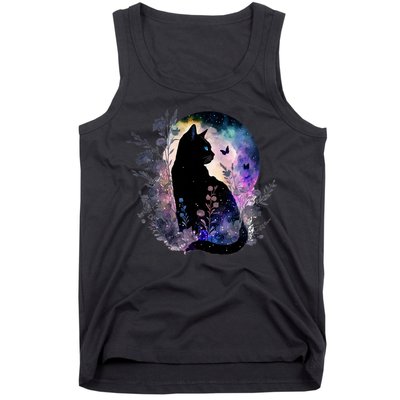Space Cat Galaxy Cat Funny For Cat Dad Cat Mom Cat Lover Cat Alien Ufo Tank Top
