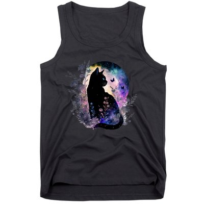 Space Cat Galaxy Cat Funny For Cat Dad Cat Mom Cat Lover Cat Alien Ufo Tank Top