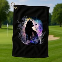 Space Cat Galaxy Cat Funny For Cat Dad Cat Mom Cat Lover Cat Alien Ufo Golf Towel