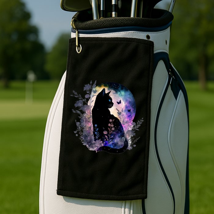 Space Cat Galaxy Cat Funny For Cat Dad Cat Mom Cat Lover Cat Alien Ufo Golf Towel