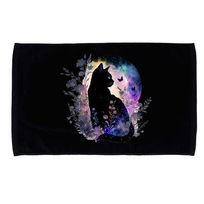 Space Cat Galaxy Cat Funny For Cat Dad Cat Mom Cat Lover Cat Alien Ufo Microfiber Hand Towel