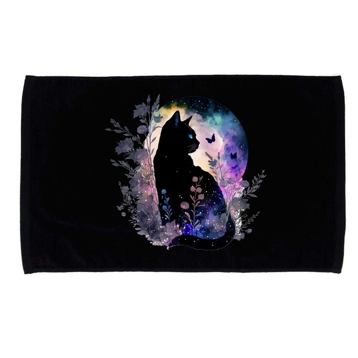Space Cat Galaxy Cat Funny For Cat Dad Cat Mom Cat Lover Cat Alien Ufo Microfiber Hand Towel