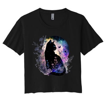 Space Cat Galaxy Cat Funny For Cat Dad Cat Mom Cat Lover Cat Alien Ufo Crop Top