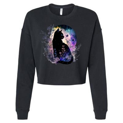 Space Cat Galaxy Cat Funny For Cat Dad Cat Mom Cat Lover Cat Alien Ufo Cropped Pullover Crew