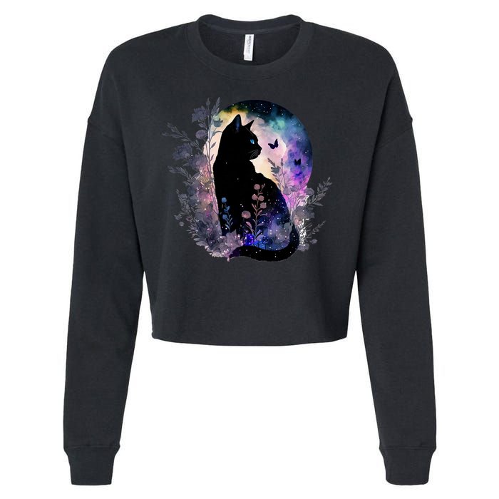 Space Cat Galaxy Cat Funny For Cat Dad Cat Mom Cat Lover Cat Alien Ufo Cropped Pullover Crew
