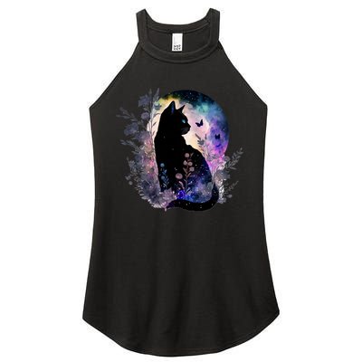 Space Cat Galaxy Cat Funny For Cat Dad Cat Mom Cat Lover Cat Alien Ufo Women's Perfect Tri Rocker Tank