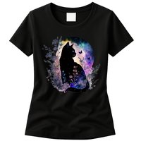 Space Cat Galaxy Cat Funny For Cat Dad Cat Mom Cat Lover Cat Alien Ufo Womens T-Shirt
