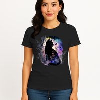 Space Cat Galaxy Cat Funny For Cat Dad Cat Mom Cat Lover Cat Alien Ufo Womens T-Shirt