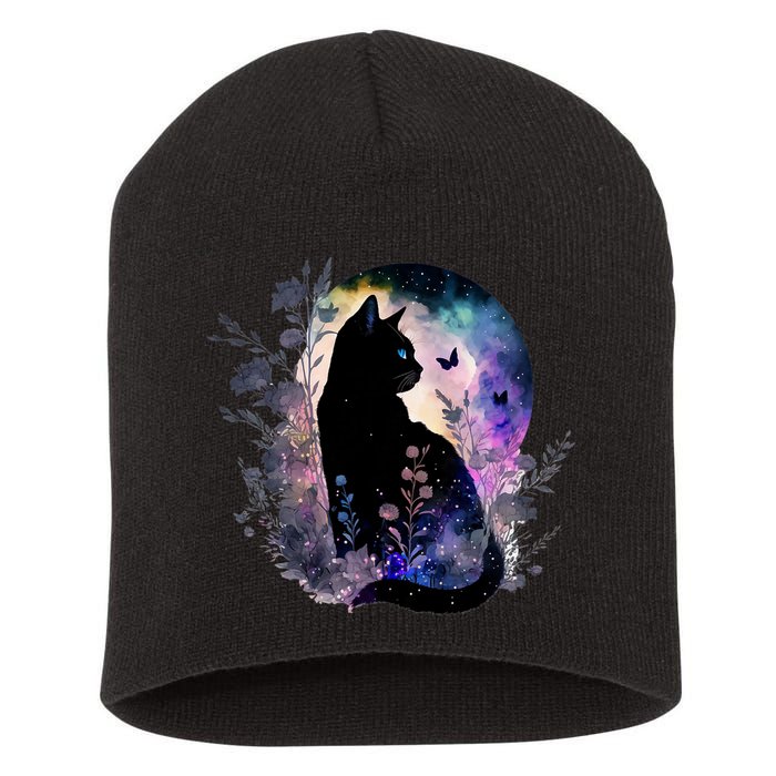 Space Cat Galaxy Cat Funny For Cat Dad Cat Mom Cat Lover Cat Alien Ufo Short Acrylic Beanie