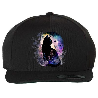 Space Cat Galaxy Cat Funny For Cat Dad Cat Mom Cat Lover Cat Alien Ufo Wool Snapback Cap
