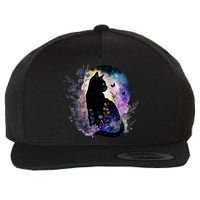 Space Cat Galaxy Cat Funny For Cat Dad Cat Mom Cat Lover Cat Alien Ufo Wool Snapback Cap