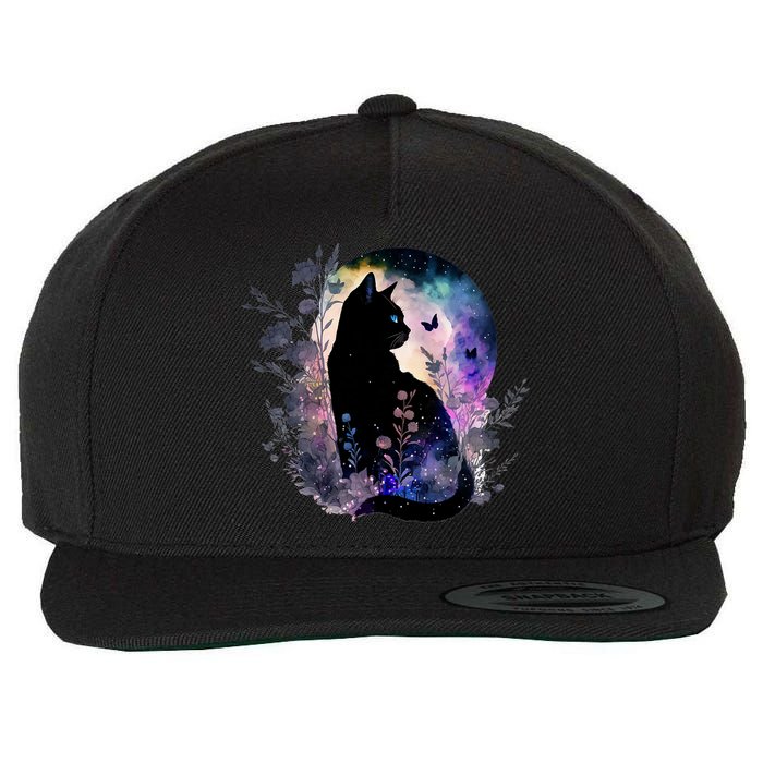Space Cat Galaxy Cat Funny For Cat Dad Cat Mom Cat Lover Cat Alien Ufo Wool Snapback Cap