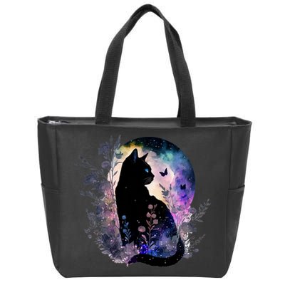 Space Cat Galaxy Cat Funny For Cat Dad Cat Mom Cat Lover Cat Alien Ufo Zip Tote Bag