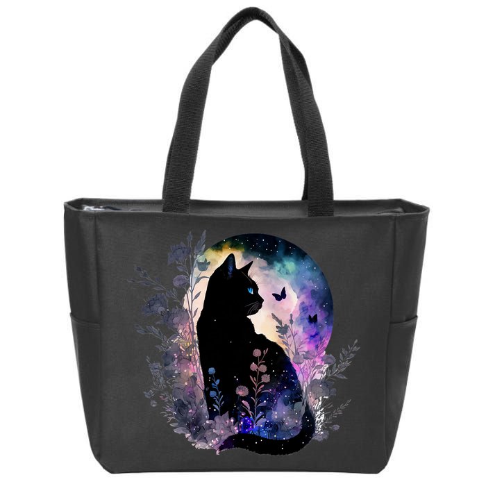 Space Cat Galaxy Cat Funny For Cat Dad Cat Mom Cat Lover Cat Alien Ufo Zip Tote Bag