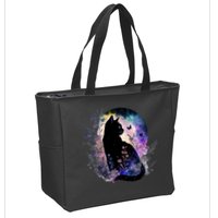 Space Cat Galaxy Cat Funny For Cat Dad Cat Mom Cat Lover Cat Alien Ufo Zip Tote Bag