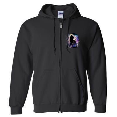 Space Cat Galaxy Cat Funny For Cat Dad Cat Mom Cat Lover Cat Alien Ufo Full Zip Hoodie