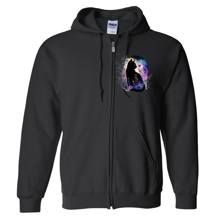 Space Cat Galaxy Cat Funny For Cat Dad Cat Mom Cat Lover Cat Alien Ufo Full Zip Hoodie