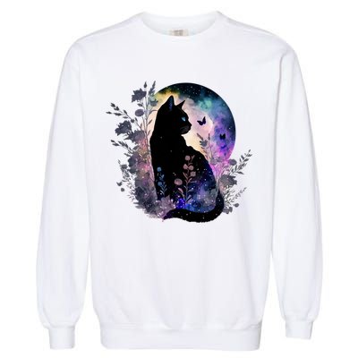 Space Cat Galaxy Cat Funny For Cat Dad Cat Mom Cat Lover Cat Alien Ufo Garment-Dyed Sweatshirt