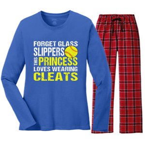 Softball Cute Gift Cleats Pitcher Catcher Team Player Gift Cute Gift Women's Long Sleeve Flannel Pajama Set 