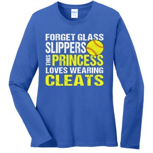 Softball Cute Gift Cleats Pitcher Catcher Team Player Gift Cute Gift Ladies Long Sleeve Shirt