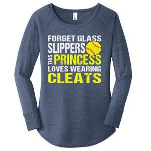 Softball Cute Gift Cleats Pitcher Catcher Team Player Gift Cute Gift Women's Perfect Tri Tunic Long Sleeve Shirt