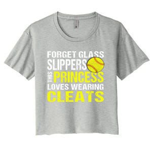 Softball Cute Gift Cleats Pitcher Catcher Team Player Gift Cute Gift Women's Crop Top Tee