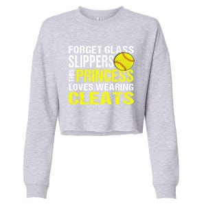 Softball Cute Gift Cleats Pitcher Catcher Team Player Gift Cute Gift Cropped Pullover Crew