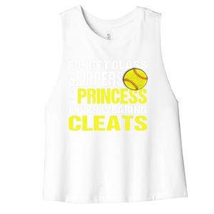 Softball Cute Gift Cleats Pitcher Catcher Team Player Gift Cute Gift Women's Racerback Cropped Tank