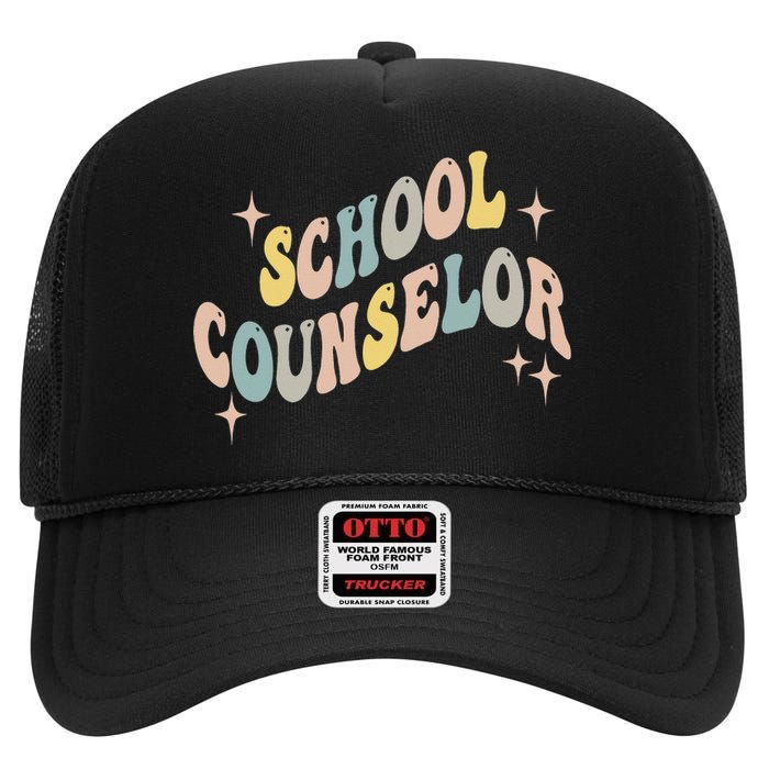 School Counselor groovy Guidance Counselor High Crown Mesh Back Trucker Hat