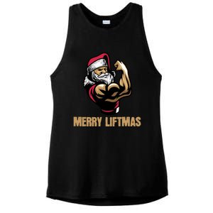 Santa Claus Gym Bodybuilding Fitness Merry Liftmas Xmas Tee Gift Ladies PosiCharge Tri-Blend Wicking Tank