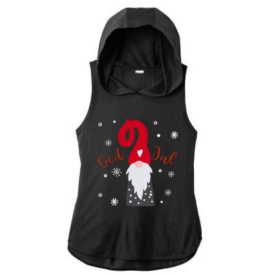 Santa Christmas Gift God Jul Gnome Tomte Lefse Xmas Gift Ladies PosiCharge Tri-Blend Wicking Draft Hoodie Tank