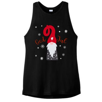 Santa Christmas Gift God Jul Gnome Tomte Lefse Xmas Gift Ladies PosiCharge Tri-Blend Wicking Tank