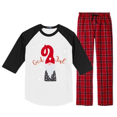 Santa Christmas Gift God Jul Gnome Tomte Lefse Xmas Gift Raglan Sleeve Pajama Set