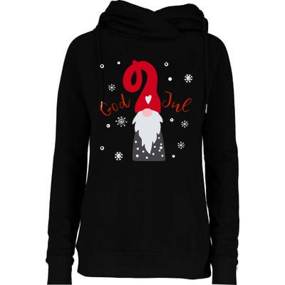 Santa Christmas Gift God Jul Gnome Tomte Lefse Xmas Gift Womens Funnel Neck Pullover Hood