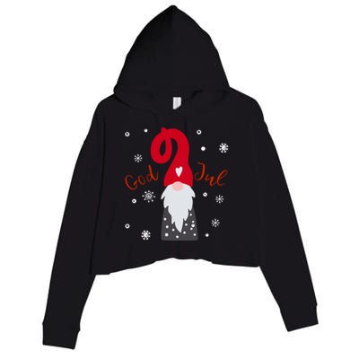 Santa Christmas Gift God Jul Gnome Tomte Lefse Xmas Gift Crop Fleece Hoodie