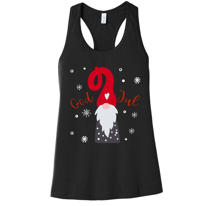 Santa Christmas Gift God Jul Gnome Tomte Lefse Xmas Gift Women's Racerback Tank