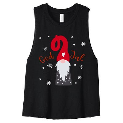 Santa Christmas Gift God Jul Gnome Tomte Lefse Xmas Gift Women's Racerback Cropped Tank