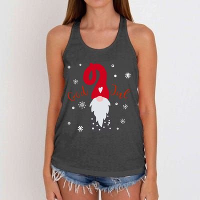 Santa Christmas Gift God Jul Gnome Tomte Lefse Xmas Gift Women's Knotted Racerback Tank