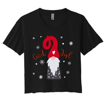 Santa Christmas Gift God Jul Gnome Tomte Lefse Xmas Gift Women's Crop Top Tee