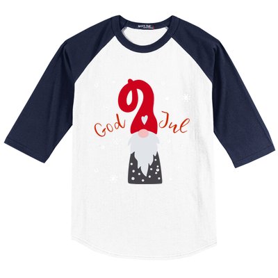 Santa Christmas Gift God Jul Gnome Tomte Lefse Xmas Gift Baseball Sleeve Shirt