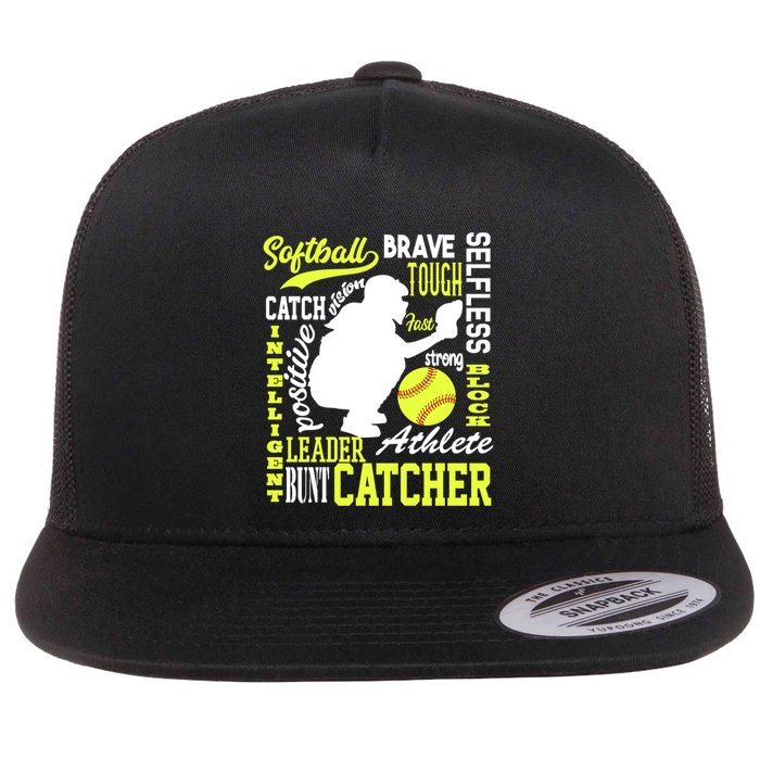 Softball Catcher Great For Ns Traits Of A Catcher Gift Flat Bill Trucker Hat