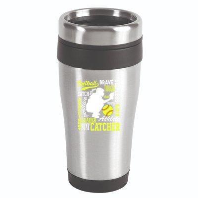 Softball Catcher Great For Ns Traits Of A Catcher Gift 16oz Travel Tumbler