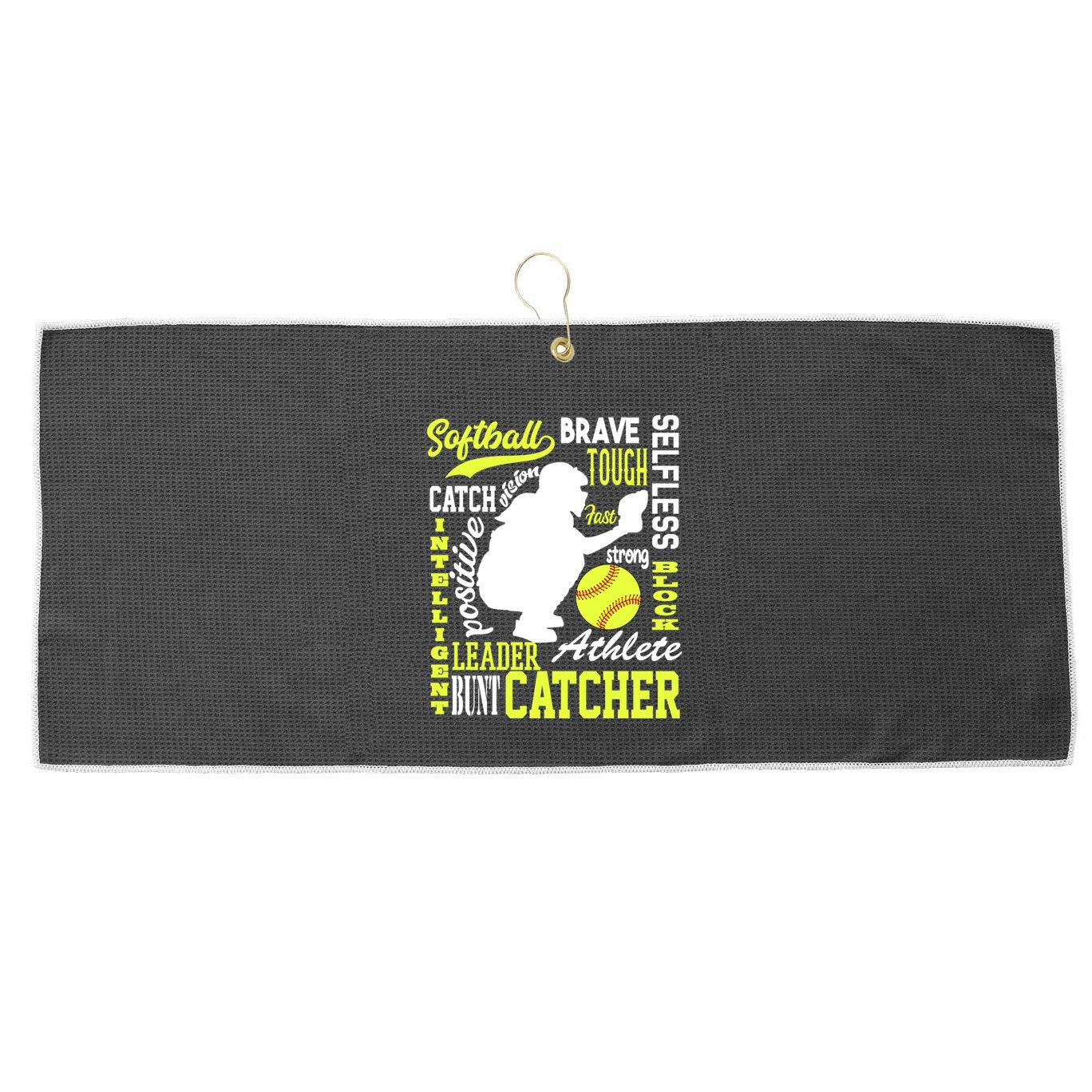 Softball Catcher Great For Ns Traits Of A Catcher Gift Large Microfiber Waffle Golf Towel