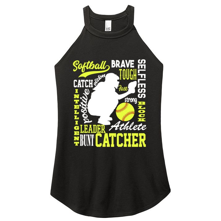 Softball Catcher Great For Ns Traits Of A Catcher Gift Women's Perfect Tri Rocker Tank