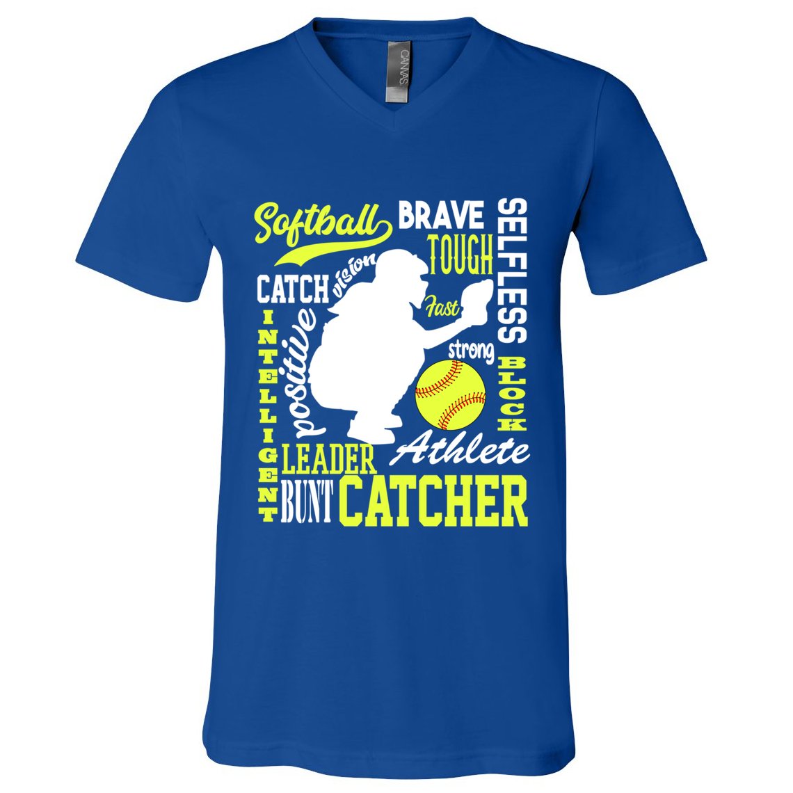 Softball Catcher Great For Ns Traits Of A Catcher Gift V-Neck T-Shirt
