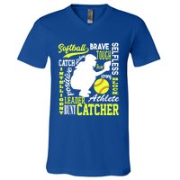 Softball Catcher Great For Ns Traits Of A Catcher Gift V-Neck T-Shirt