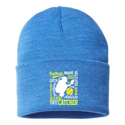Softball Catcher Great For Ns Traits Of A Catcher Gift Sustainable Knit Beanie